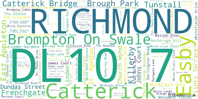A word cloud for the DL10 7 postcode